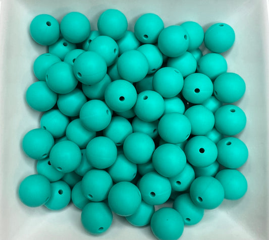 15mm Bright Turquoise silicone bead