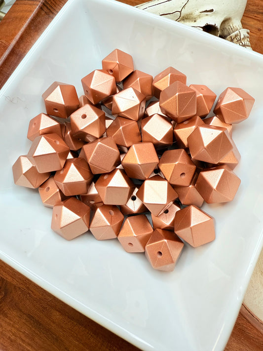 14mm Hexagon Metallic Rose gold