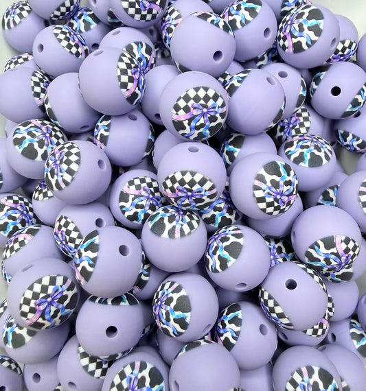15mm Purple cow charm printed beads (pack of 5) •Exclusive•
