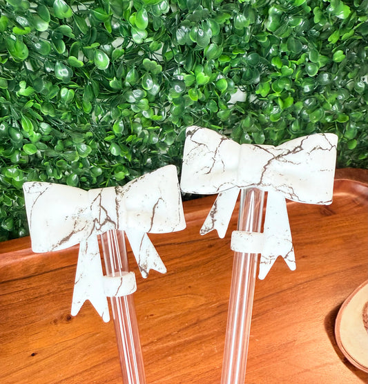 Marble swirl strawtopper bow