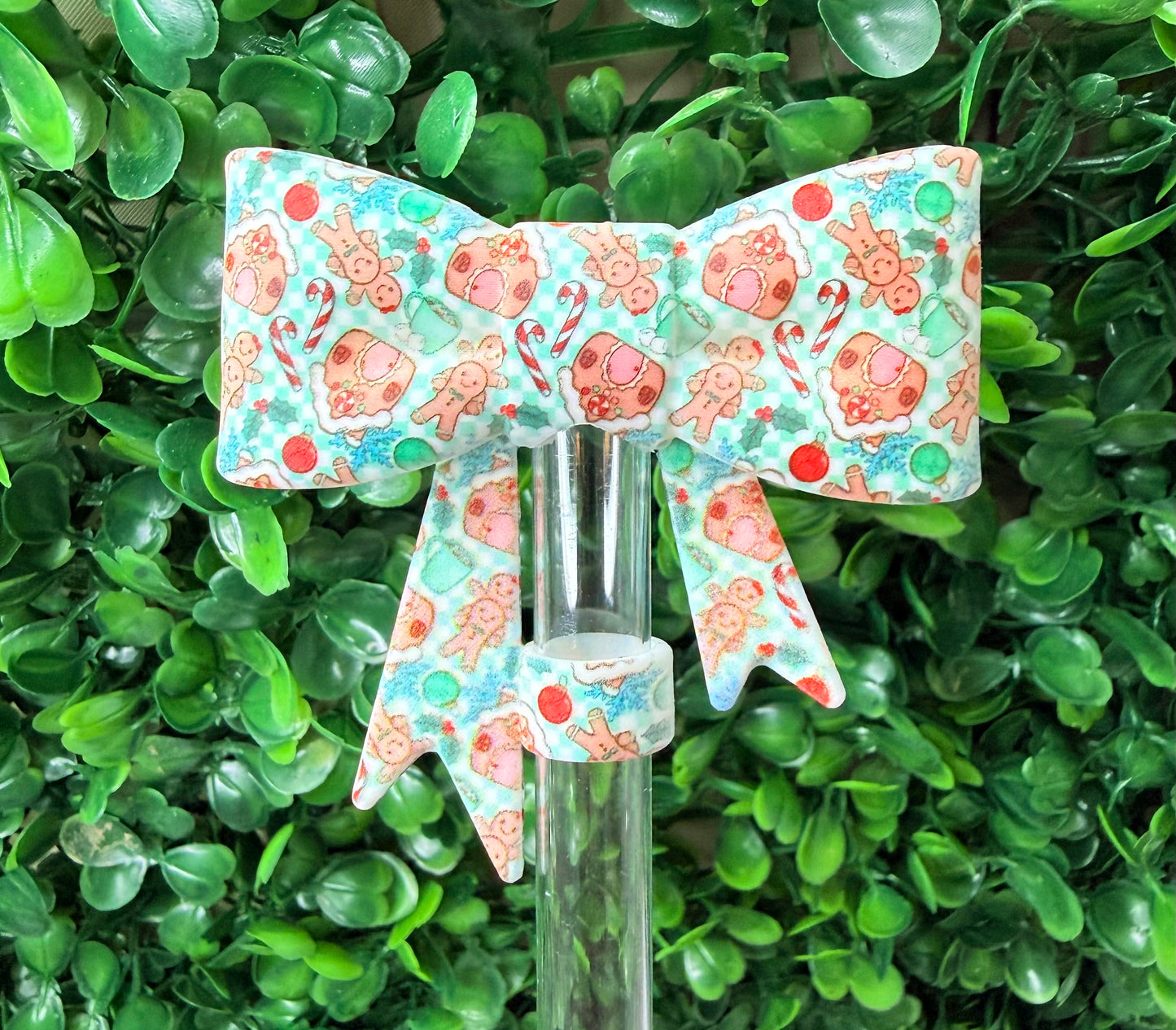 Gingerbread wishes strawtopper bow •Exclusive•