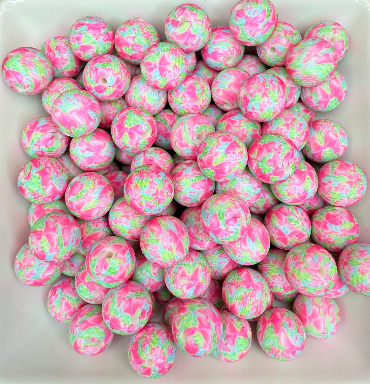 15mm Blooming bows printed beads Exclusive collab