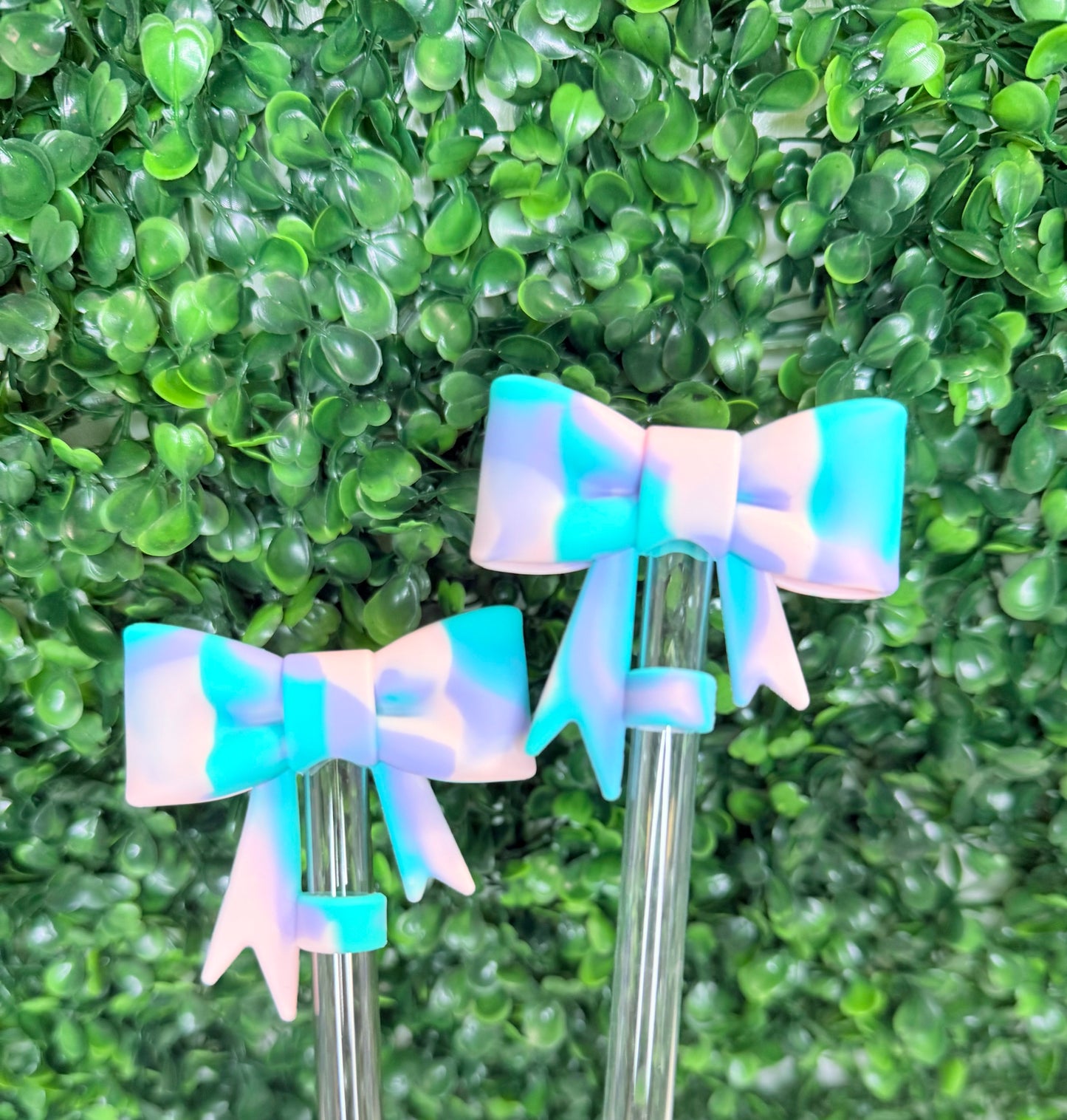 Cotton Candy Swirl Strawtopper Bow