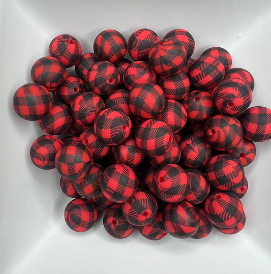 15mm Red & Black plaid (pack of 5)