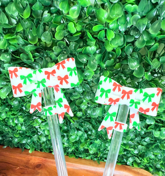 Christmas Ribbon bow strawtopper bows