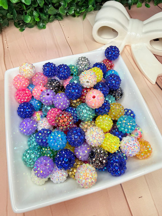 16mm rhinestone acrylic beads (mix of 5)