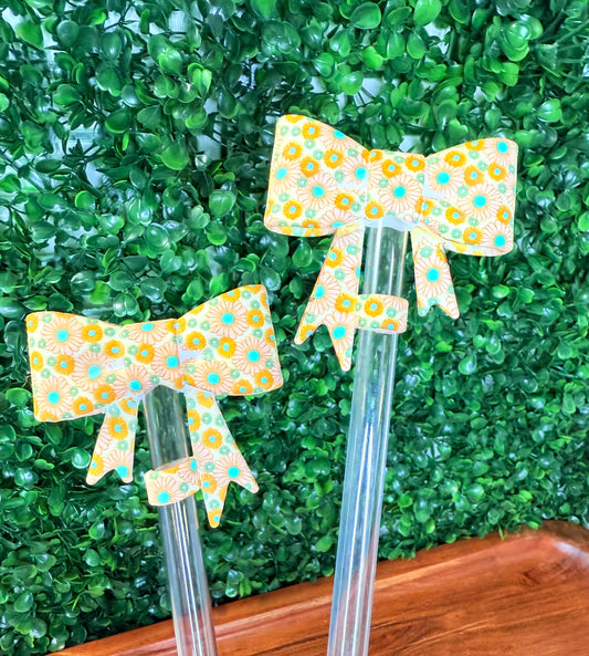 Boho Daisy Strawtopper bow Exclusive/collab