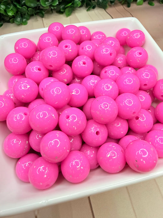 15mm Liquid Glam glitter PINK silicone bead