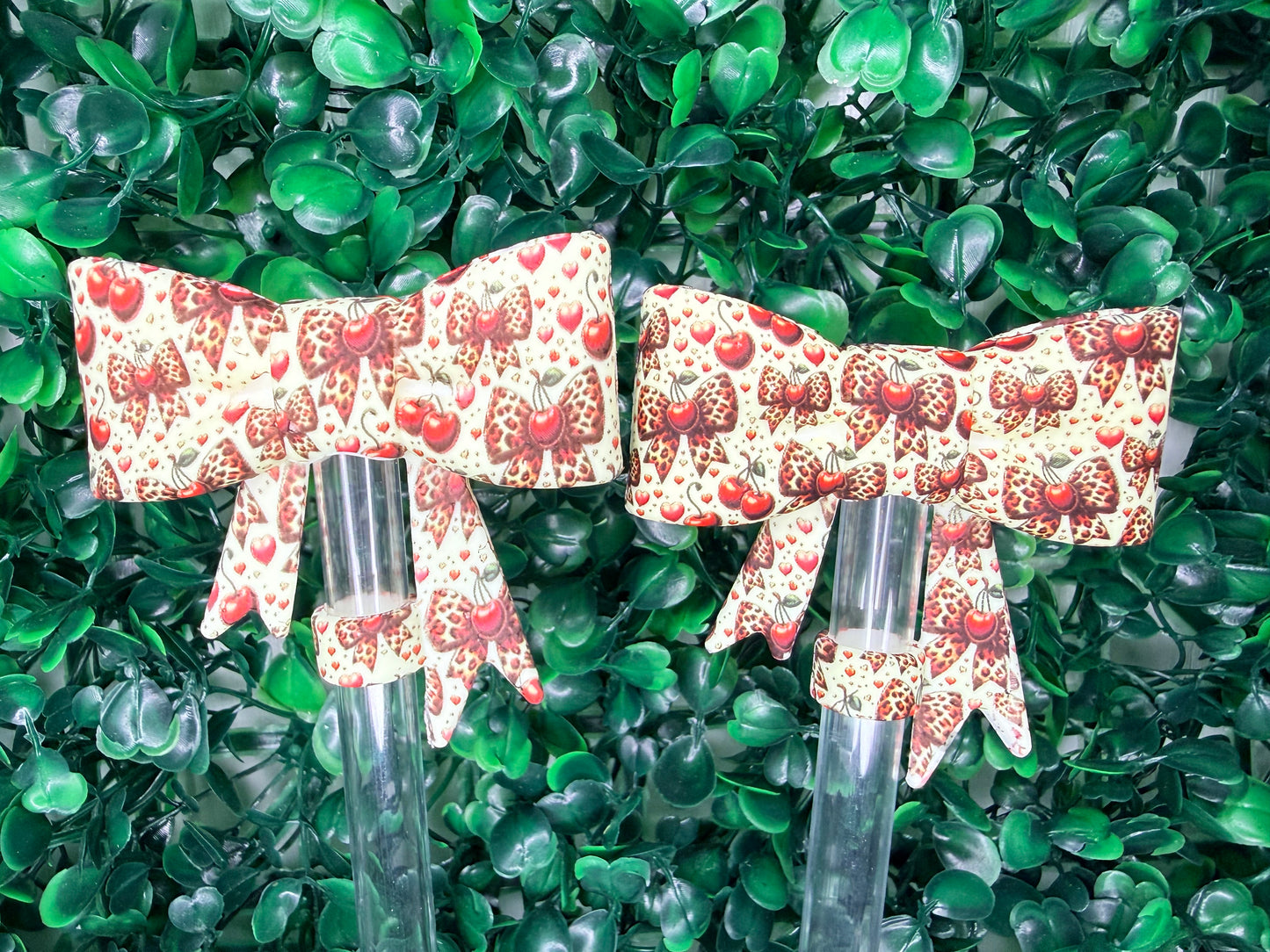 Opal Wild Cherry Strawtopper bows •Exclusive collab•