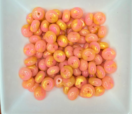 14mm liquid peach sunrise abacus (pack of 5)