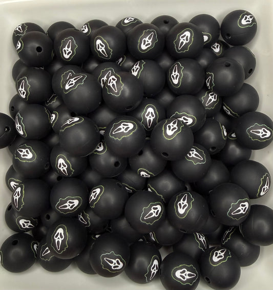 15mm Ghost Face printed beads (pack of 5)