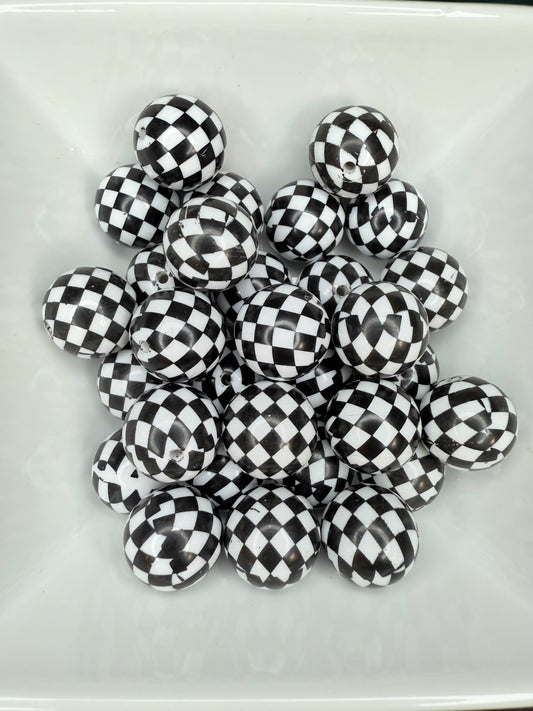 20mm Black and white checkered acrylic beads