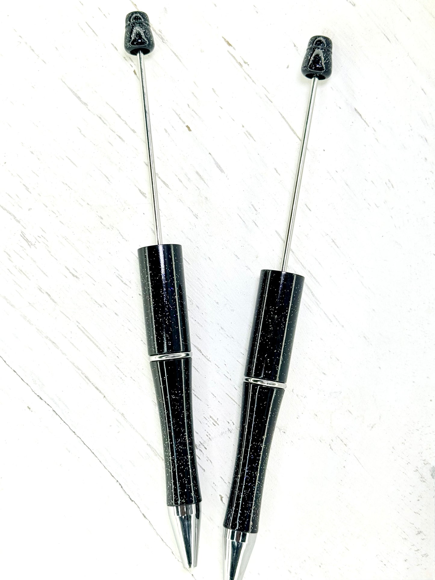 Glitter black beadable pen