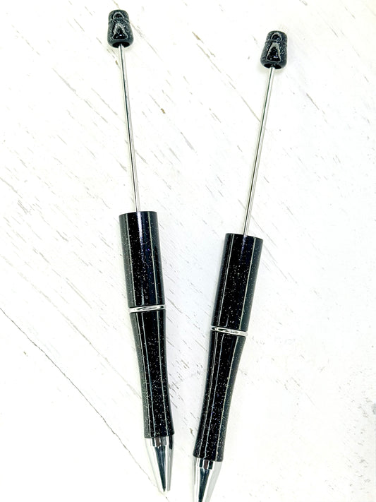 Glitter black beadable pen