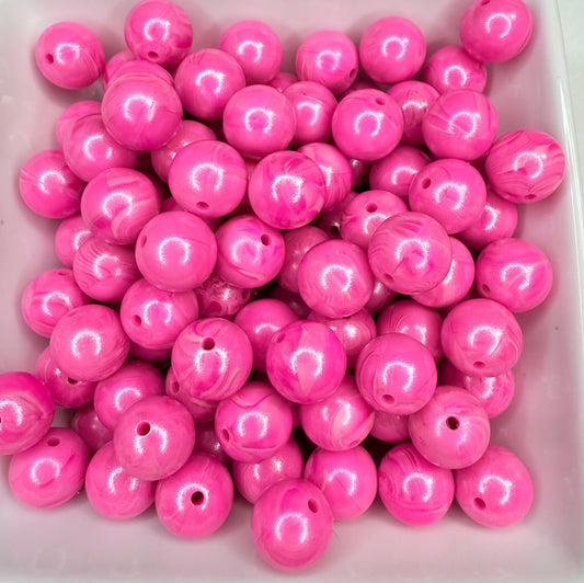 15mm Opal Raspberry pink swirl silicone focal