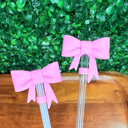 Simple Pink strawtopper bow