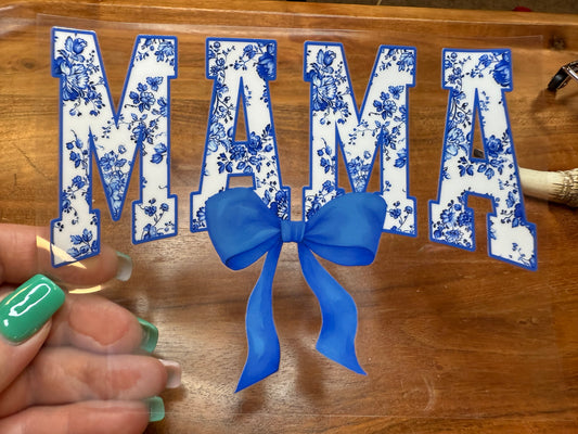 UV DTF decal -Mama floral bow (for 1 side of the tumbler) 3 colors!