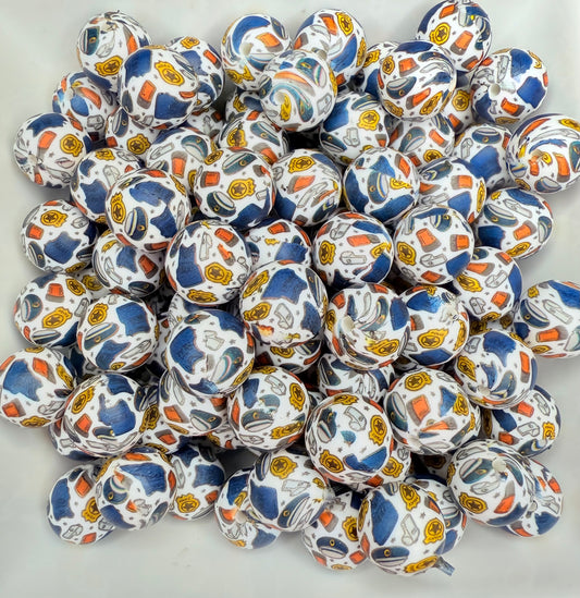 15mm Police printed beads (pack of 5)