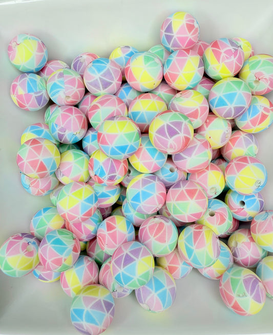 15mm Pastel Prism silicone beads (pack of 5)