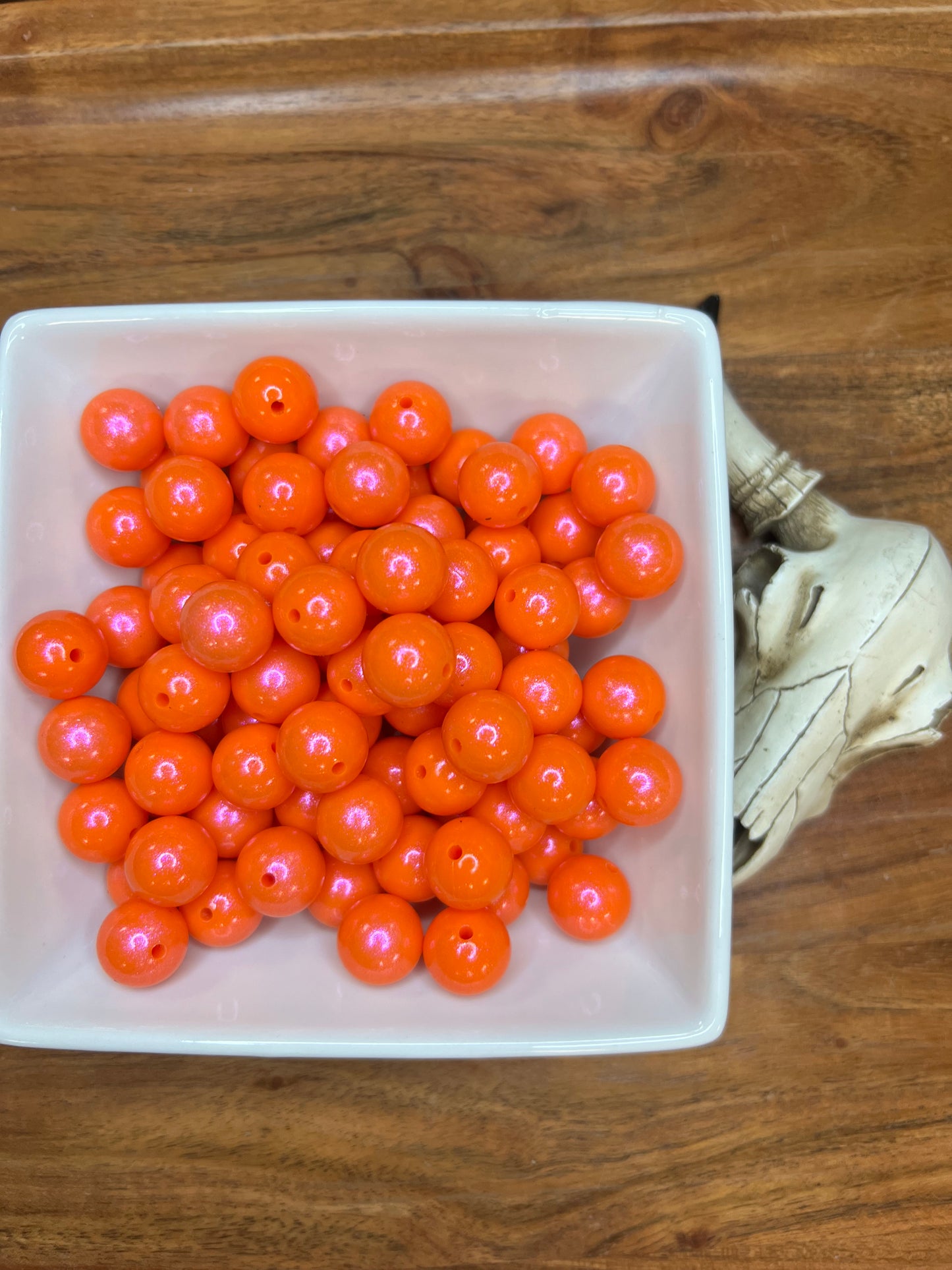 15mm Opal neon orange bead