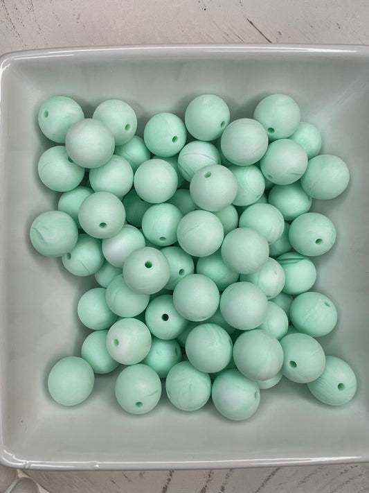 15mm Pastel mint silicone bead