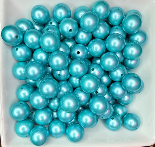 15mm Metallic Teal silicone beads