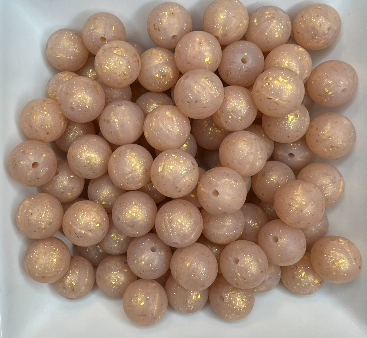 15mm Gold flakes silicone bead