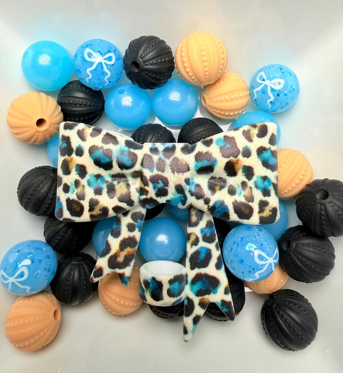 Blue Leopard Wild side strawtopper bow •Exclusive•