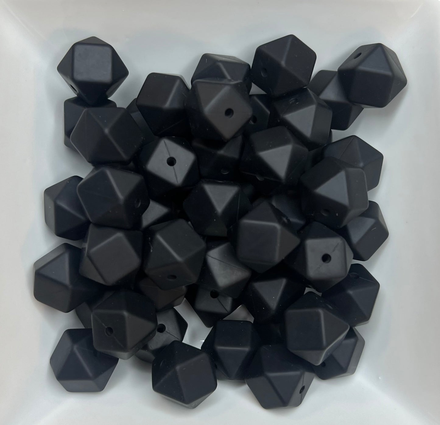 15mm Black hexagon beads