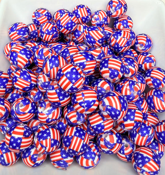 15mm American Flag silicone beads (pack of 5)