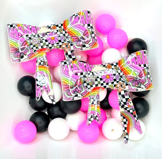 Liquid Retro Mama checkered big bow Focal