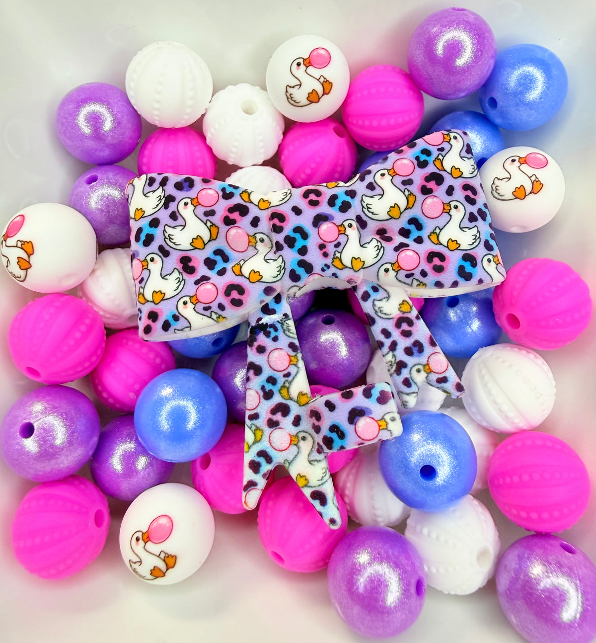 Bubble goose & Leopard strawtopper bow •Exclusive•