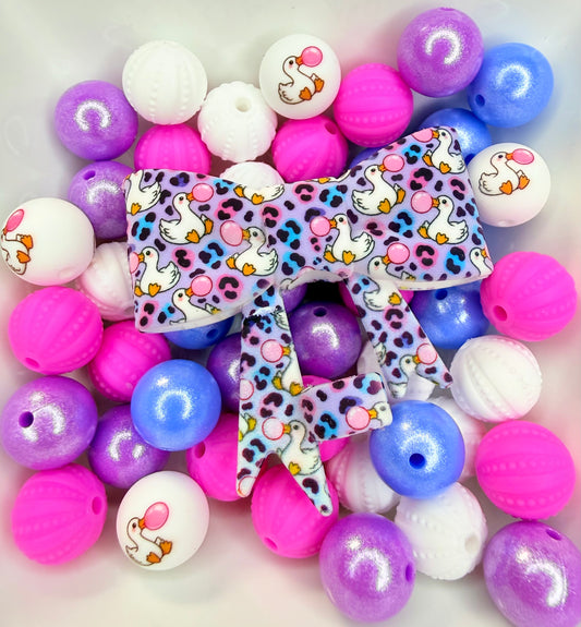 Bubble goose & Leopard strawtopper bow •Exclusive•