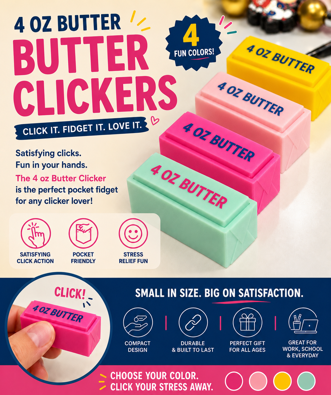 3D printed Butter Clicker (not silicone)‼️ 5 business days turn around time