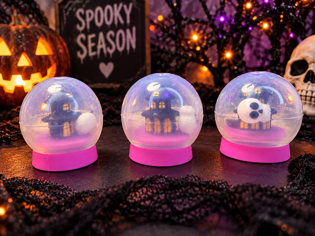 3D Halloween snow globe focal