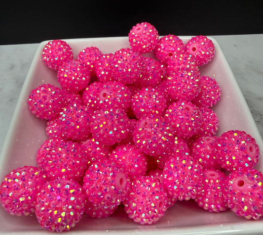20mm AB Hot pink rhinestone acrylic beads