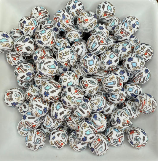 15mm Medical printed beads (pack of 5)