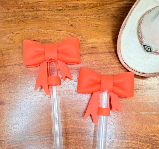 Neon orange strawtopper bow
