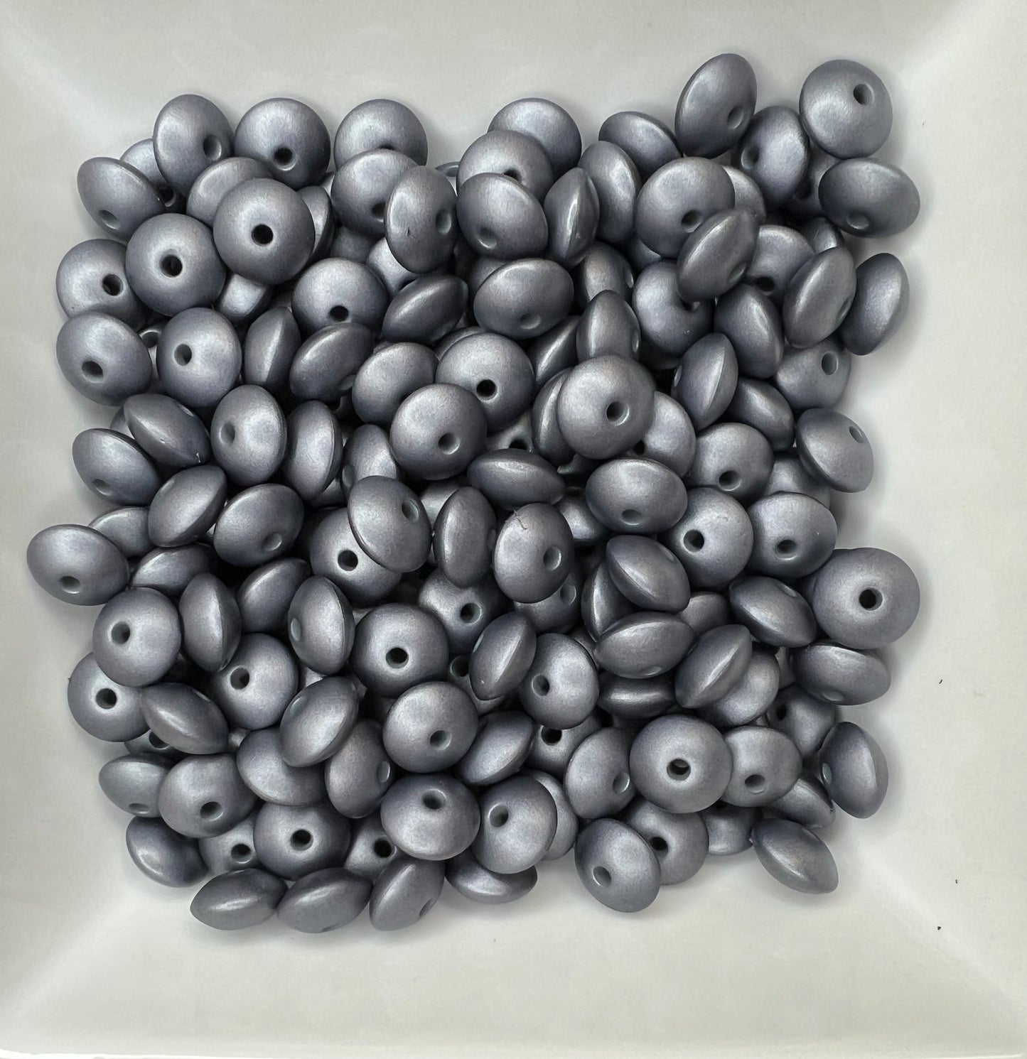 12mm Metallic Gunmetal silver lentils