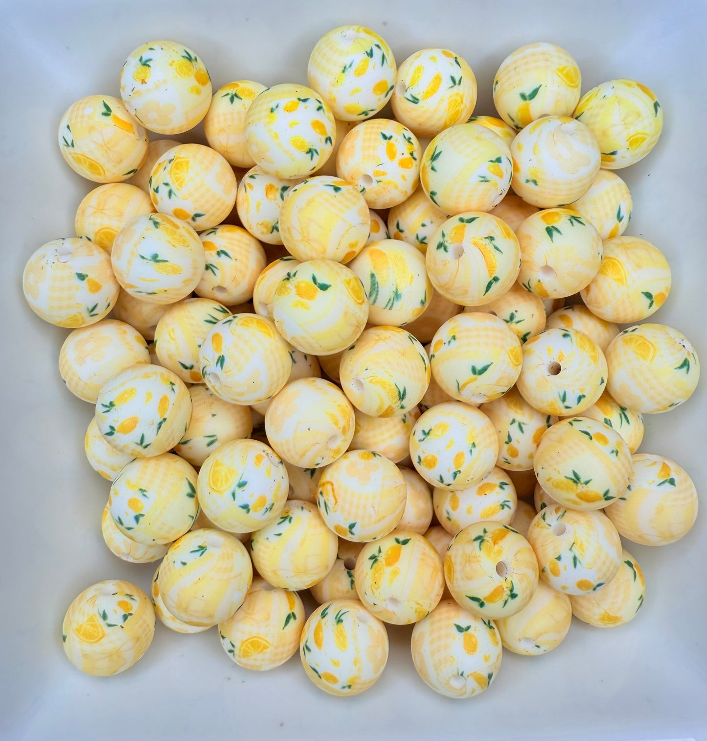 15mm Lemon Twist printed beads Exclusive Design