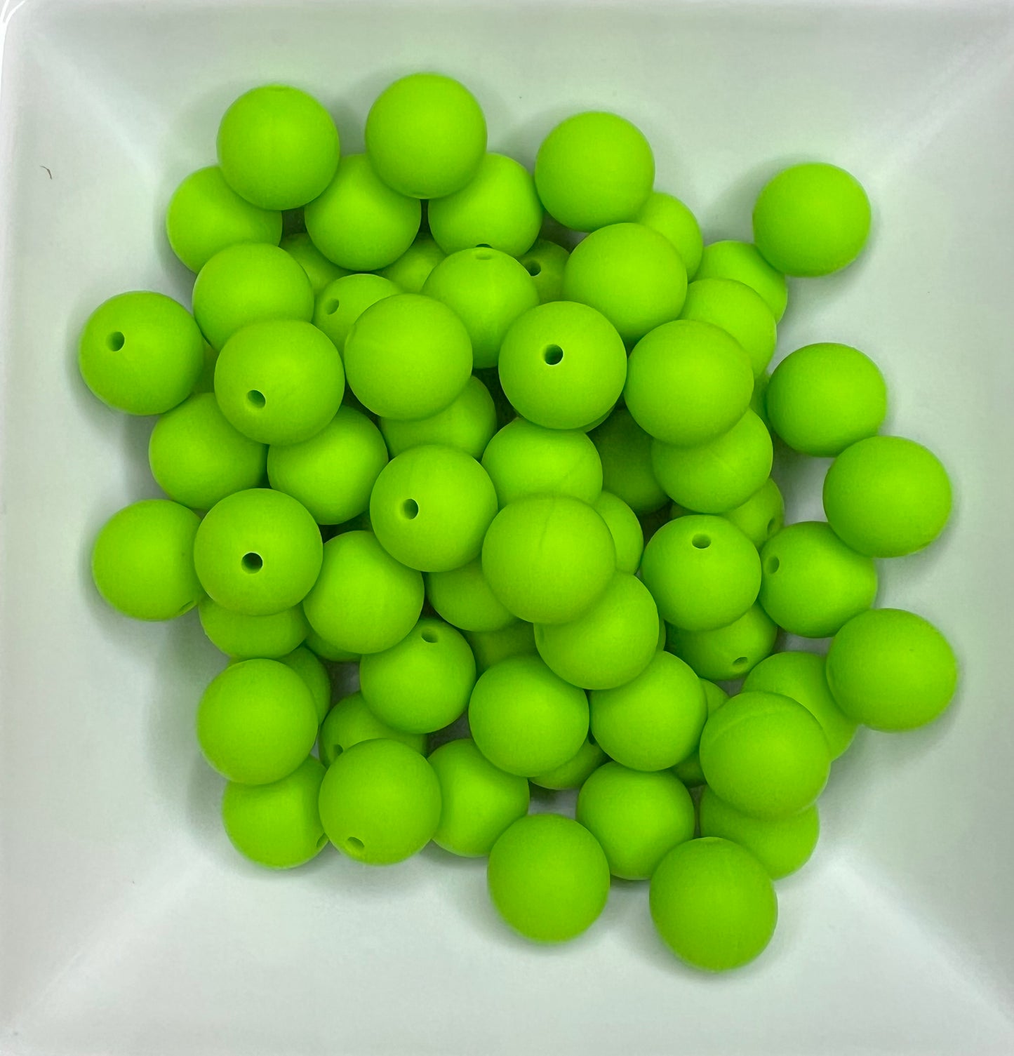 15mm Chartreuse silicone bead