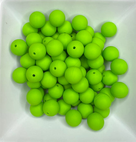 15mm Chartreuse silicone bead