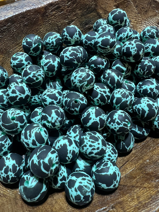 15mm Mint cowhide beads (pack of 5)