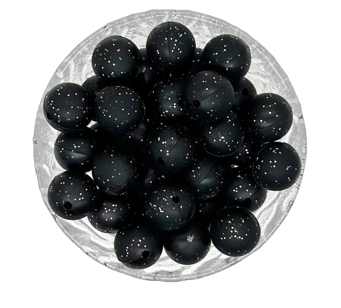 15mm Glitter silicone beads