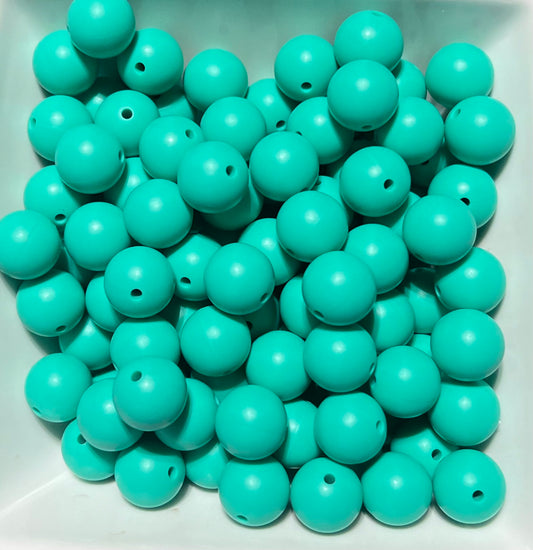 15mm light turquoise silicone bead