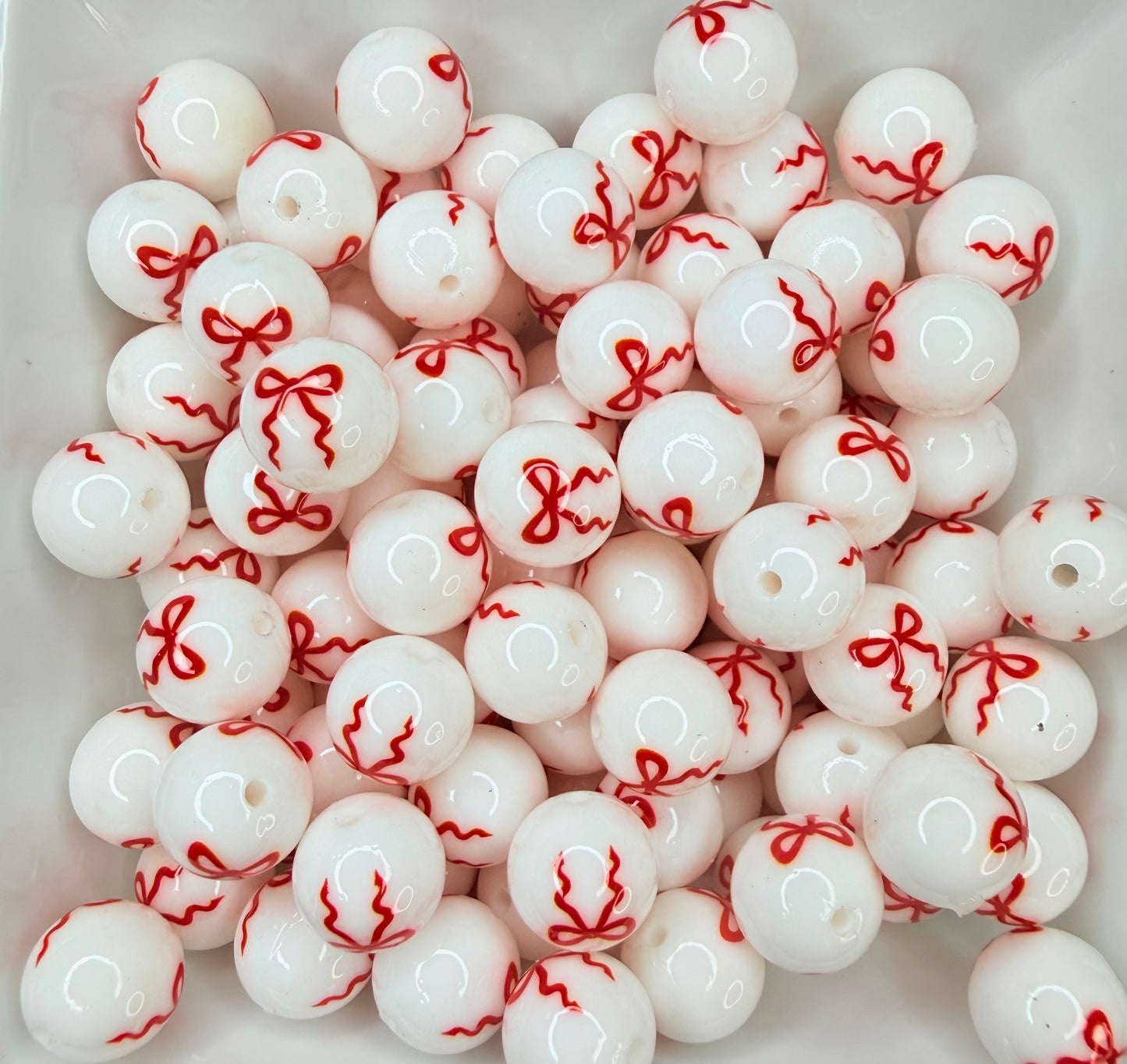 15mm Liquid Red bow beads (pack of 5)