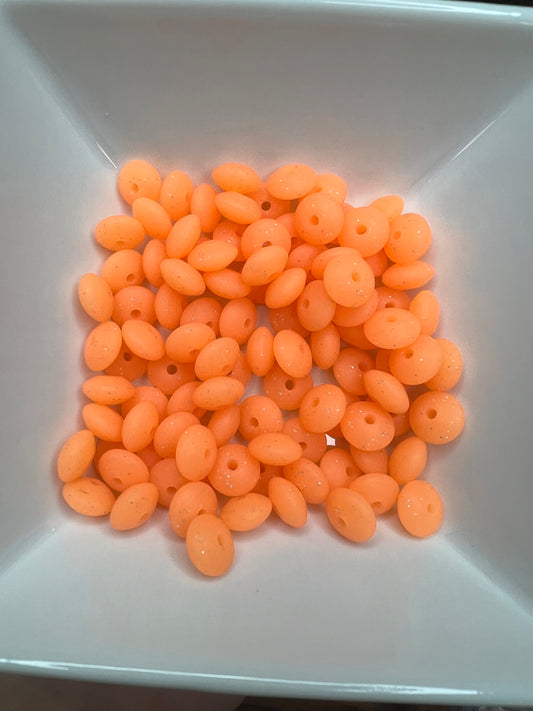 12mm sparkle neon orange lentils