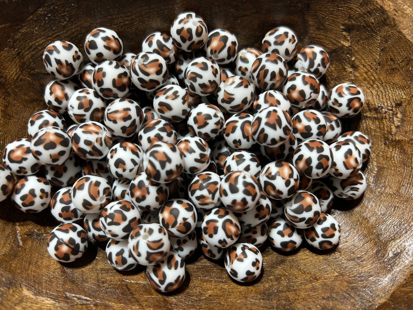 15mm big print leopard beads( pack of 5)