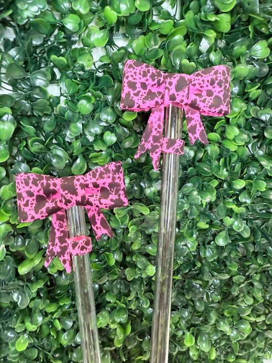 Simply pink cowhide strawtopper bow EXCLUSIVE