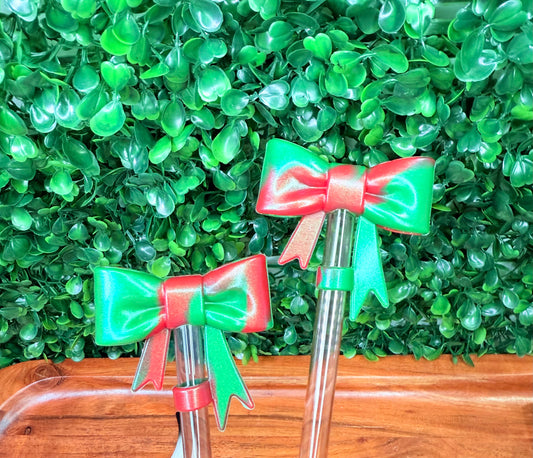 Opal Christmas cheer swirl Strawtopper bow